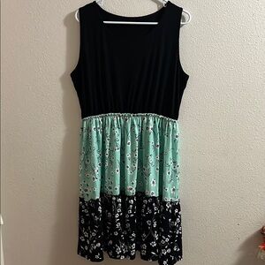 Black and Mint Floral Dress